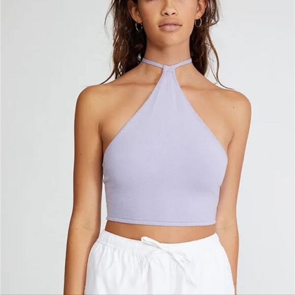 Weworewhat Knit Halter Crop Top Lavender - Picture 1 of 5